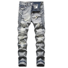 2021 Men's  Fashion High Quality Printed Jeans Men Hip Hop Streetwear Cotton Denim Pants Slim Fit Male Casual