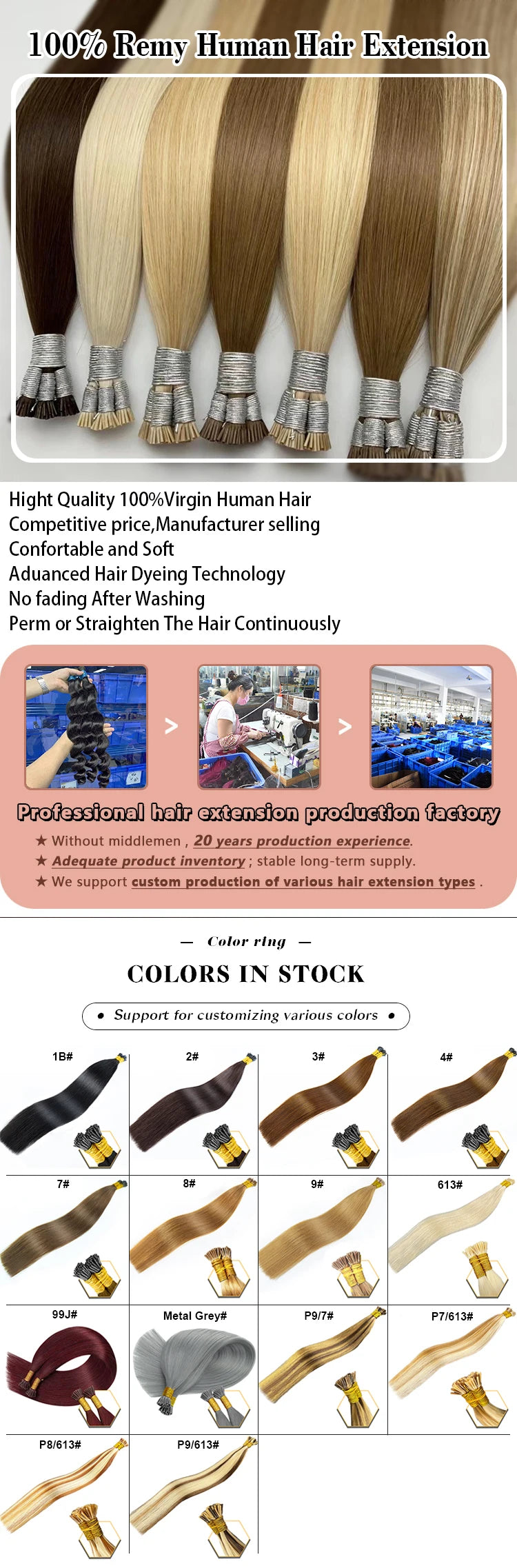 Straight ITIP Human Hair Extension 100% Real Human Hair Extensions 0.9g/pc 10 50 100 Strands Capsule Keratin Human Fusion Hair