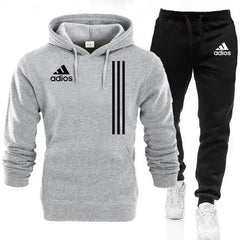 New autumn and winter men's long-sleeved pullover hoodie + pants 2-piece fashionable outdoor running men's sportswear set