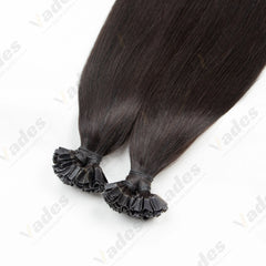 VEDES K Tip Hair Extensions Human Hair Keratin Pre Bonded Hot Fusion Nail Tip Balayage Natural Silky Straight Extensions 50G