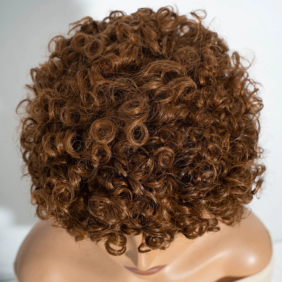 Lekker Colored Short Pixie Cut Curly Bob 100% Human Hair Wigs For Women Brazilian  remy Wigs