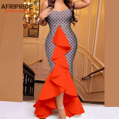 African Dresses for Women Strapless High Waist Sleeveless Ankara Print Maxi Dress Elegant