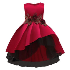 Fashion Solid Flower Girl Dresses for Weddings Lace Sleeveless Prom Dresses Summer Children Girls Party Dresses 3-10 Years