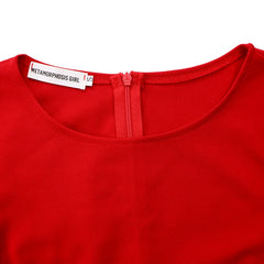 2026 Women's Elegant Simple Solid Color Dress Round Neck A-Line Shape Slimming Effect Waist-Slimming Full Dress