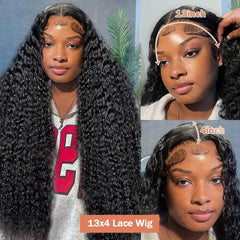 13X6 Deep Wave Frontal Wig 13x4 HD Transparent Lace Frontal Remy Glueless Deep Curly