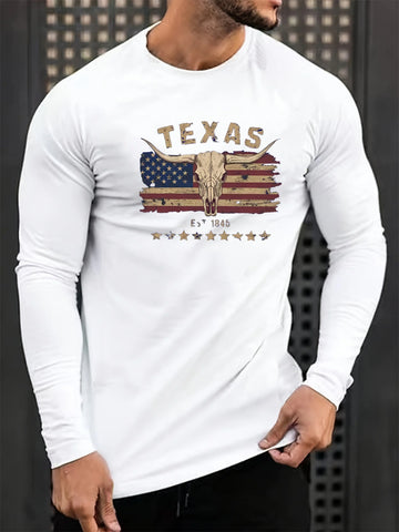 Men's 100% pure cotton loose and comfortable casual fashion wild west T-shirt