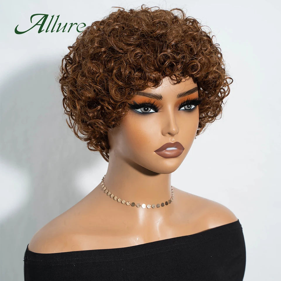 Brazilian Short Pixie Afro Kinky Curly Wigs for Women Glueless