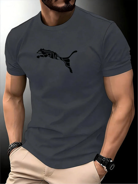 New Summer Luxury Men's Fashion Fox Leopard Print-shirt -High Quality Fitness Sports T-shirt