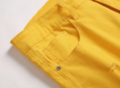Shorts Men Hole Jeans Streetwear Mid Waist Washed Distressed Pockets Knee Length Vintage Ripped Denims s
