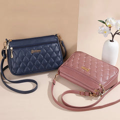 PU Leather Crossbody Bags Zipper New Fashion Shoulder Bag for Women Large Capacity Embroidery Thread Small Purse