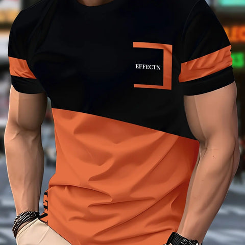 1pc Men'S Novelty T-Shirt,Casual Style,Geometric Pattern,