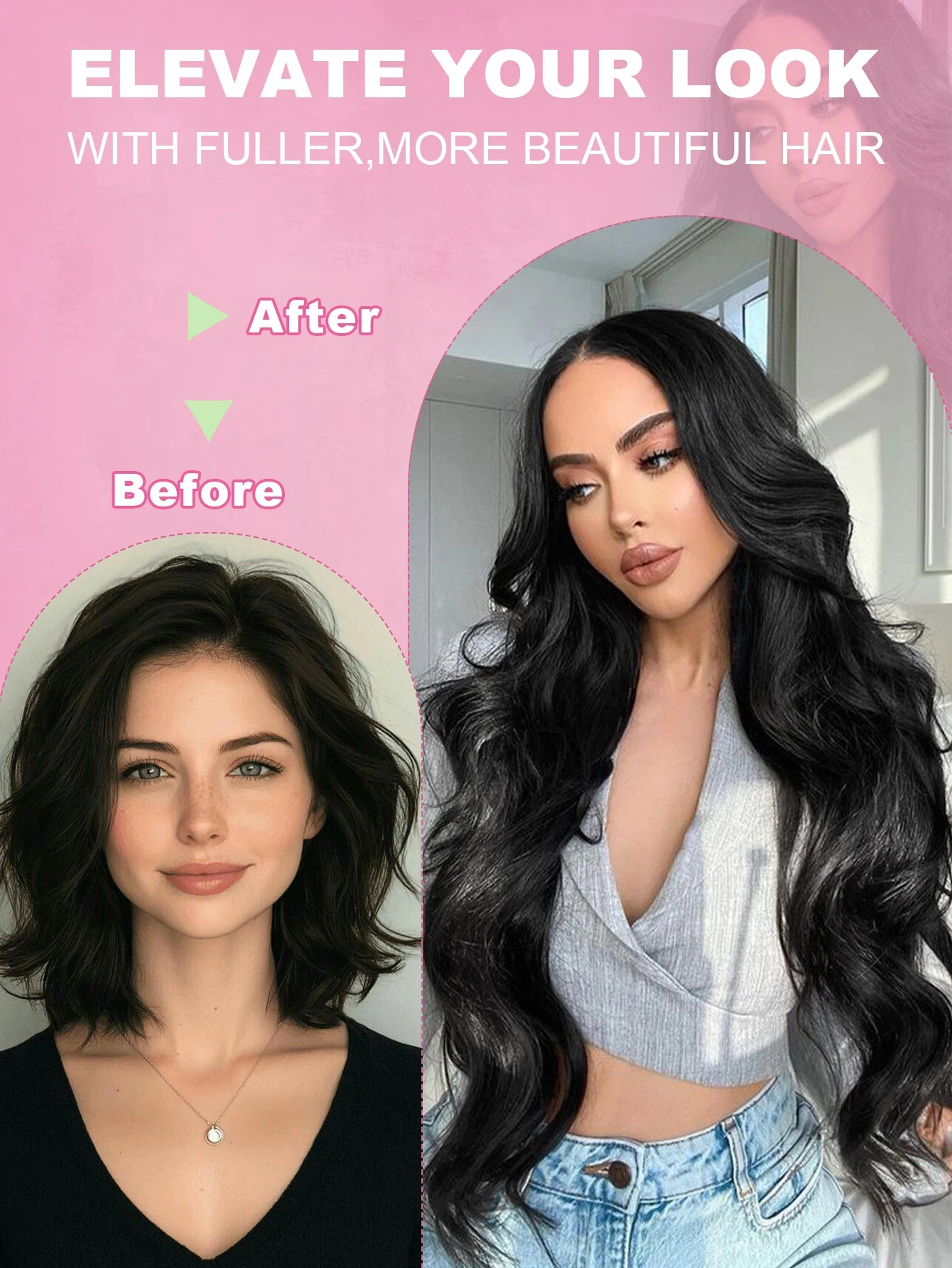 I Tip Hair Extensions Real Human Hair 50 Strands Jet Black Straight Pre-Bonded I Tip Hair Extensions Add Hair Length&Volume 50g