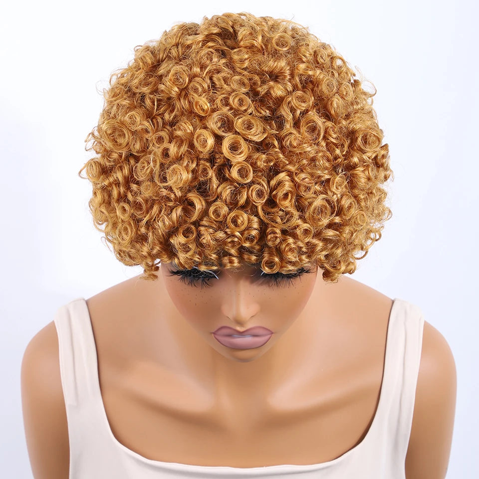 Lekker Colored Short Pixie Cut Curly Bob 100% Human Hair Wigs For Women Brazilian  remy Wigs