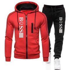 Autumn and winter men's new zipper cardigan + sweatpants set outdoor fashion leisure jogging fitness 2-piece set