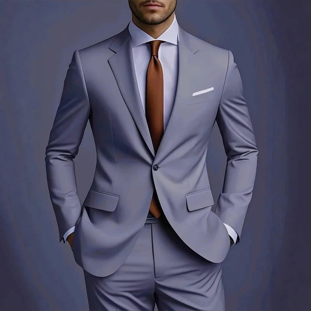 Men's Business Casual Wedding Suit Black Two-Piece Set with Waistcoat