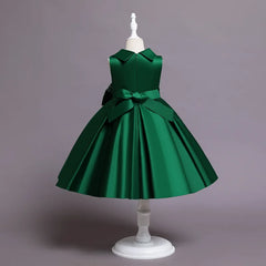 Baby Girl Bow Flower Dress 2-10 Year Children Girl Wedding Birthday Party Princess Dresses Kids Girl Gown
