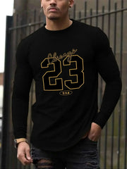 New Long-Sleeved T-Shirt Men's Printed Round Neck Long-Sleeved T-Shirt Trend Versatile Casual