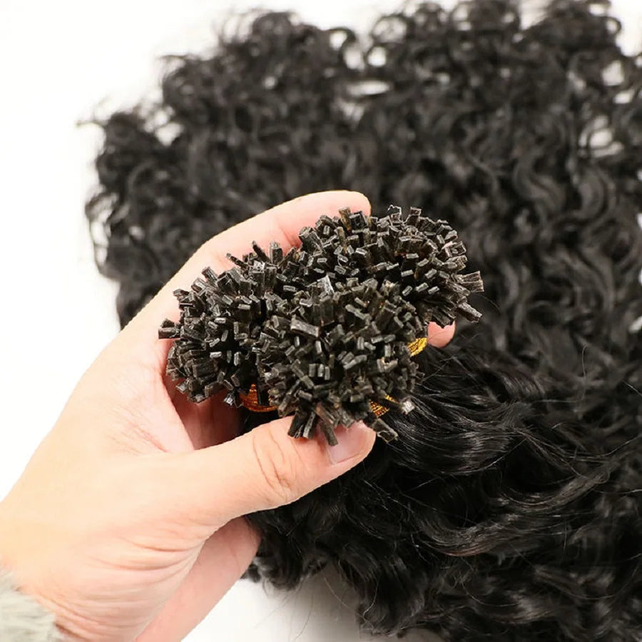 Brazilian Flat Tip Human Hair Extension Pre Bonded Water Wave Keratin Fusion K Tip Hair 100g 100Pieces