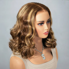 100% Human Hair Honey Blonde 13x4 Loose Body Wave Lace Front Wigs P4/27 Highlight Ombre HD Lace Front Wigs 99J Burgundy Color