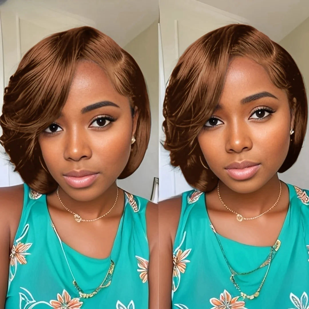 Lace Frontal Wig 13x4 Pixie Cut Wig Human Hair for Women 8 Inch Short Straight Human Hair 180% Density