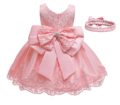 3-12 Years Summer Cute GIrls Dress Big Bow Lace Mesh Party Princess Dress For Girls Children