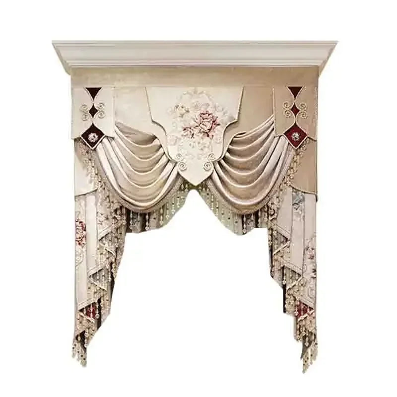 Custom New 3D Embossed Luxury Curtains for Living Dining Room Bedroom European Flower High-end Textured Noble Valance Tulle Cort