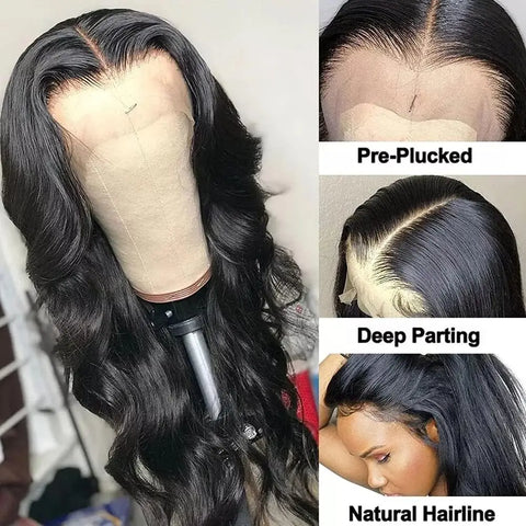 TIMOPOL 100% Human Hair 13x4 Lace Front Body Wave Wig 22 Inch Glueless Wear and Go Wig for  Women