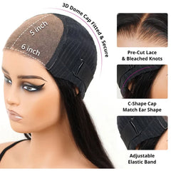 10A 100% Glueless Wigs Human Hair Wigs Ready To Wear Bleached Knots 6x5 Pre Cut HD Transparent Glueless Lace Wigs Kinky Curly