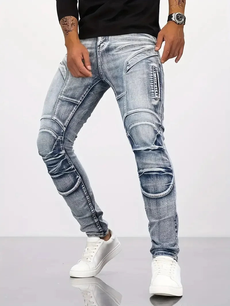 Trendy Jeans Men's Small Straight Leg Denim Design Pants New Slim  High Quality