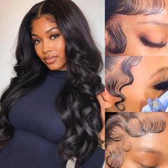 TIMOPOL 100% Human Hair 13x4 Lace Front Body Wave Wig 22 Inch Glueless Wear and Go Wig for  Women
