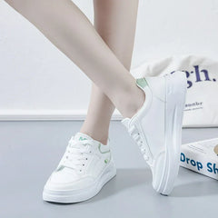 Women's Shoes Platform Sneakers Lace-Up Women Running Shoes Outdoor Breathable Tennis Shoes PU Leather  Casual