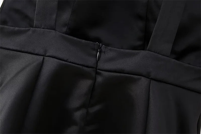 Black Backless Mini Skirt For Women Off The Shoulder Hollowed Out Fashion Sleeveless Party Dress Sexy A-line Tie Bow Club 2024