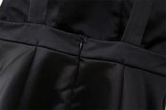 Black Backless Mini Skirt For Women Off The Shoulder Hollowed Out Fashion Sleeveless Party Dress Sexy A-line Tie Bow Club 2024