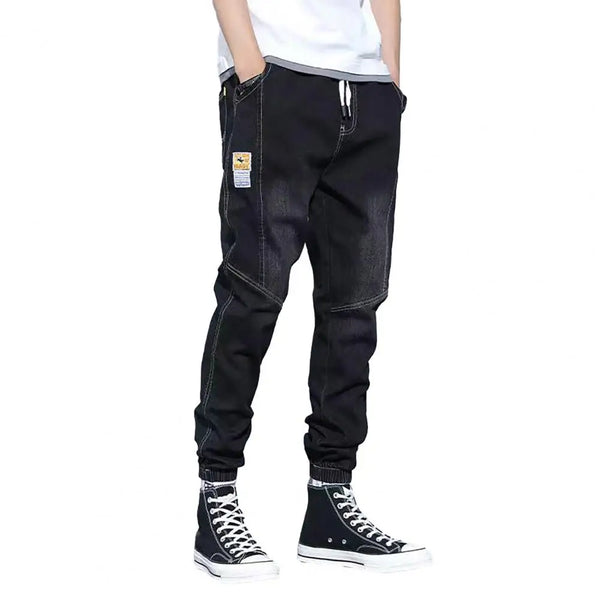 Autumn Winter Blue Cargo Jeans Men streetwear  denim joggers