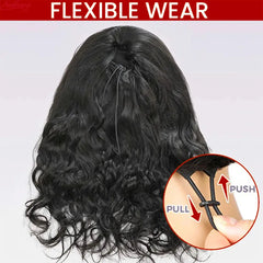 Body Wave 3 In 1 Half Wigs Human Hair Invisible Hairline Flip Over Glueless Wigs Human Hair 220% Density Beginner Friendly