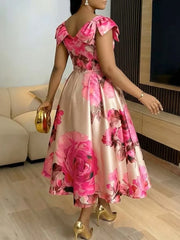 African Dresses for Women Elegant 2026 Dashiki Spring Summer Midi Dress