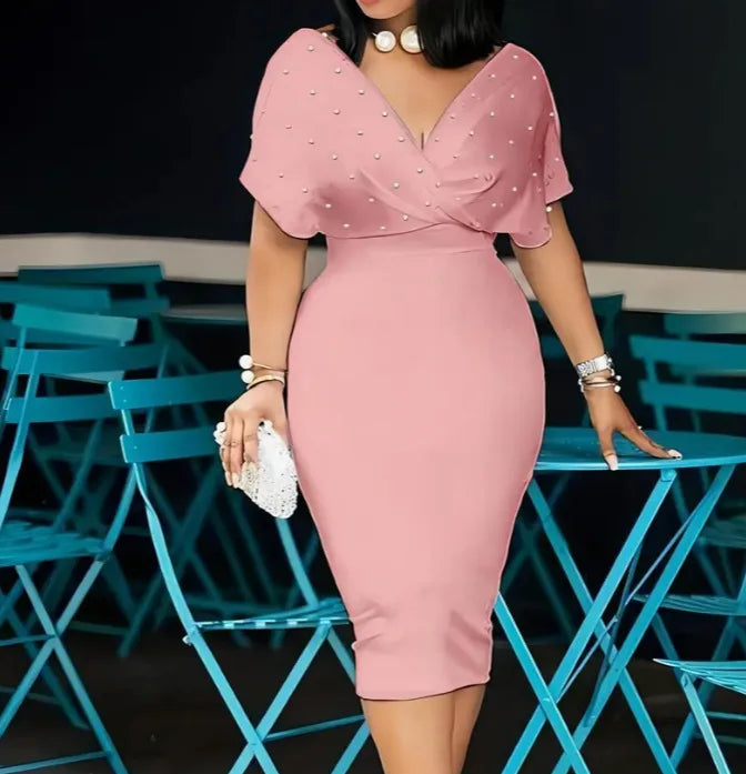 Fashion Party Dress For Wonen Sexy V Neck Package Hip Elegant Dresses 2025