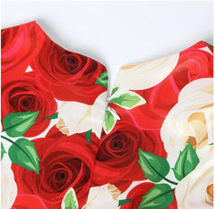 Summer Girls Rose Print Dress Princess Wedding Birthday Party Frocks Satin Children Vestidos Dresses For Girl Christmas Clothing