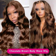 HD Chocolate Brown Human Hair Wigs 13x6 Full Lace Frontal Body Wave Brown Wigs Brazilian 30 Inch 13x4 Lace Front Wig 220 Density