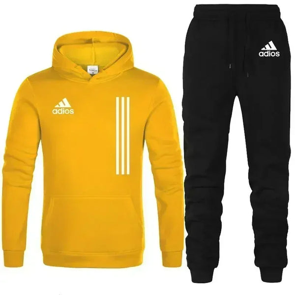 New autumn and winter men's long-sleeved pullover hoodie + pants 2-piece fashionable outdoor running men's sportswear set