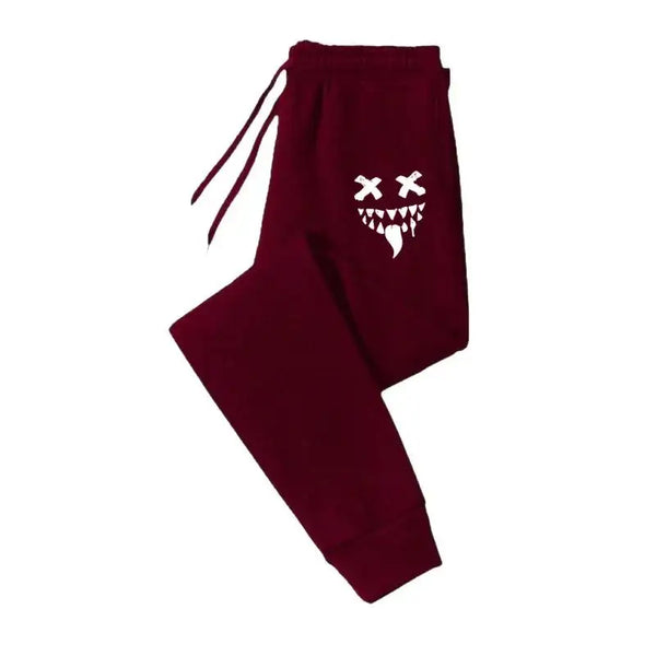 Men Casual Pants for Daily Wear with Jogging Pants Autumn Winter Men's Sweatpants Monste Smile Printed Lace-up Sweatpants