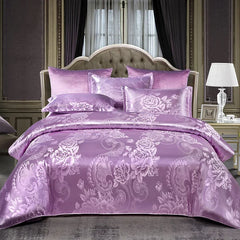 New 3pcs Duvet Cover and Pillow case Set No Filling European Light Luxury Jacquard Woven Polyanthous Type Family bedroom Bedding