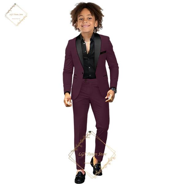 Children's dress suit, 2~16 years old boy wedding party dinner birthday tuxedo, elegant black shawl collar design concept