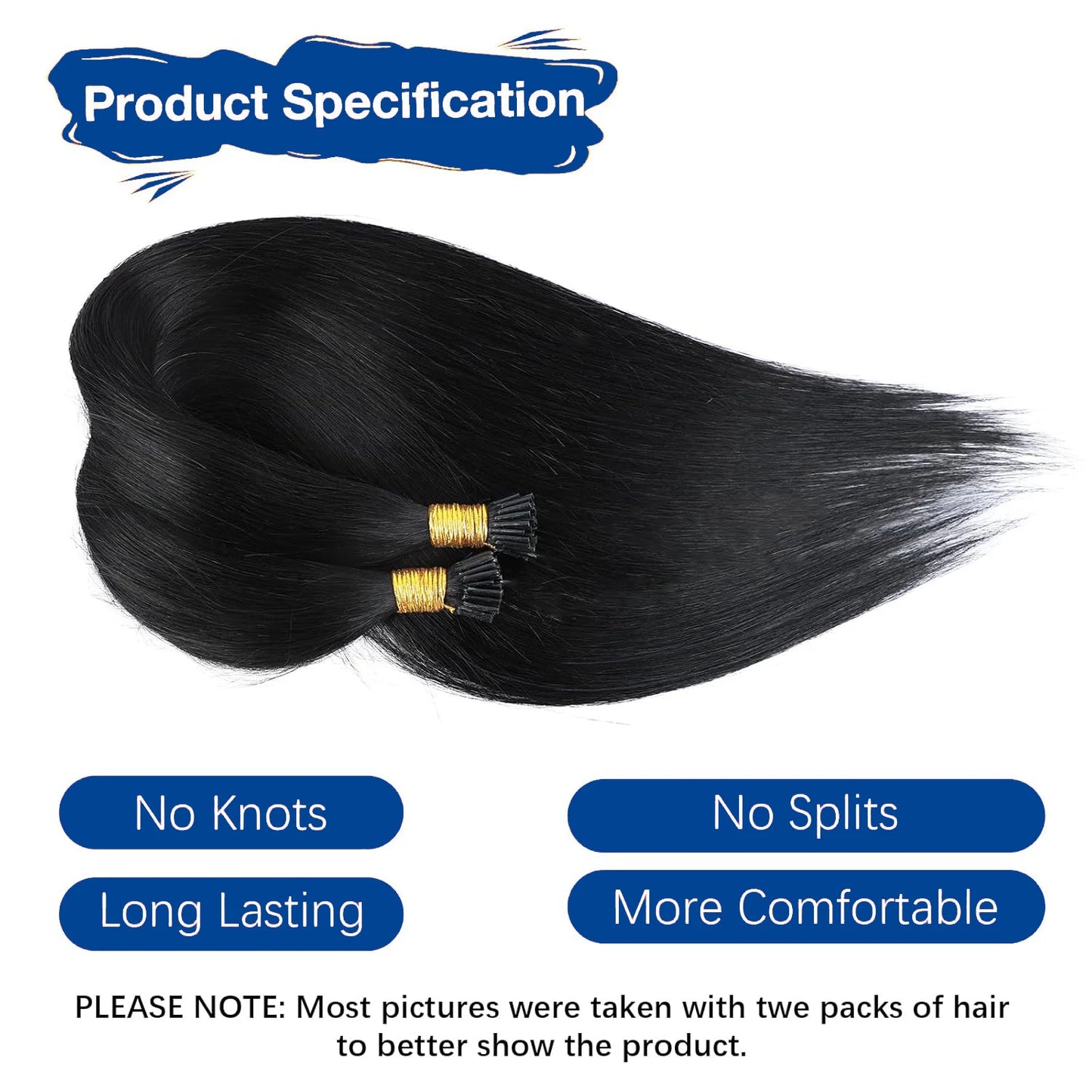 Kinky Straight I Tip Hair Extensions Brazilian Hair Pre Bonded Keratin Stick In Straight I Tip Hair Extensions 50 Strands/Pack