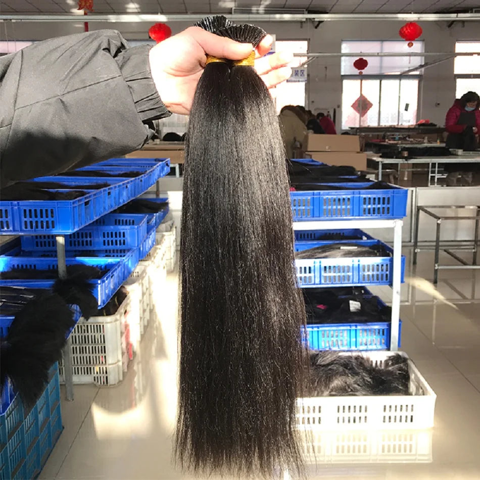 Light Yaki Flat Tip Human Hair Extension Brazilian Remy Pre Bonded Keratin Fusion K Tip Hair Yaki Straight 100g 100Pcs