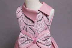 Baby Girl Bow Flower Dress 2-10 Year Children Girl Wedding Birthday Party Princess Dresses Kids Girl Gown