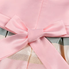 Hot new children's striped dress with bow little girl birthday party piano performance dress dress