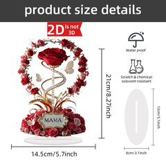 1pcs 8in 2DFlat Acrylic Rose Decorate MOM mom Birthday Gift Mother's Day Anniversary Decoration Table Filial Child To Mother Mom