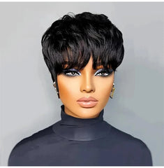 Short Pixie Cut Straight Human Hair Wig Remy Hair Human Hair Pixie Cut Wigs Machine