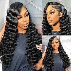 Deep Wave Curly Human Hair Wig 13x6 HD Lace Human Hair Wig for Women 250% Density Glueless Frontal Wigs on Clearance Sale